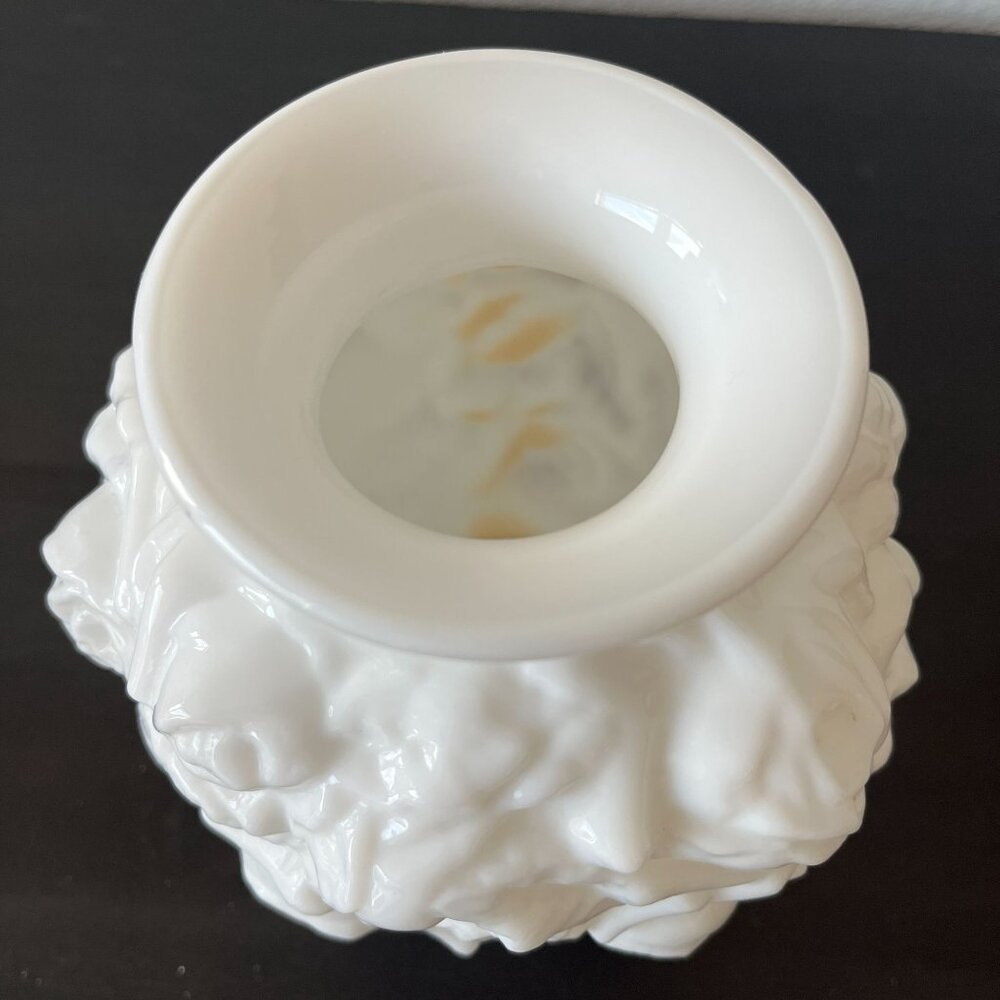 Vintage Milk Glass Vase With Embossed Rose Design // Imperial Glass // 6" Tall - Picture 4 of 5